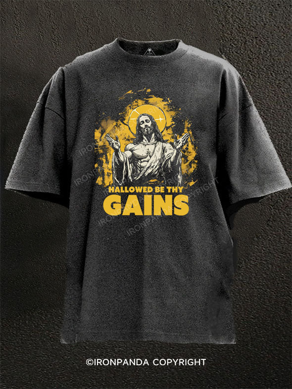HALLOWED BE THY GAINS Washed Gym Shirt