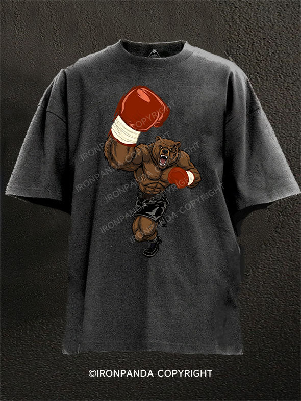 bear boxing Washed Gym Shirt