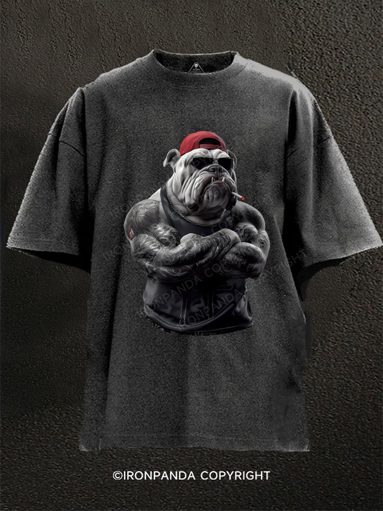 MUSCULAR BULLDOG Washed Gym Shirt