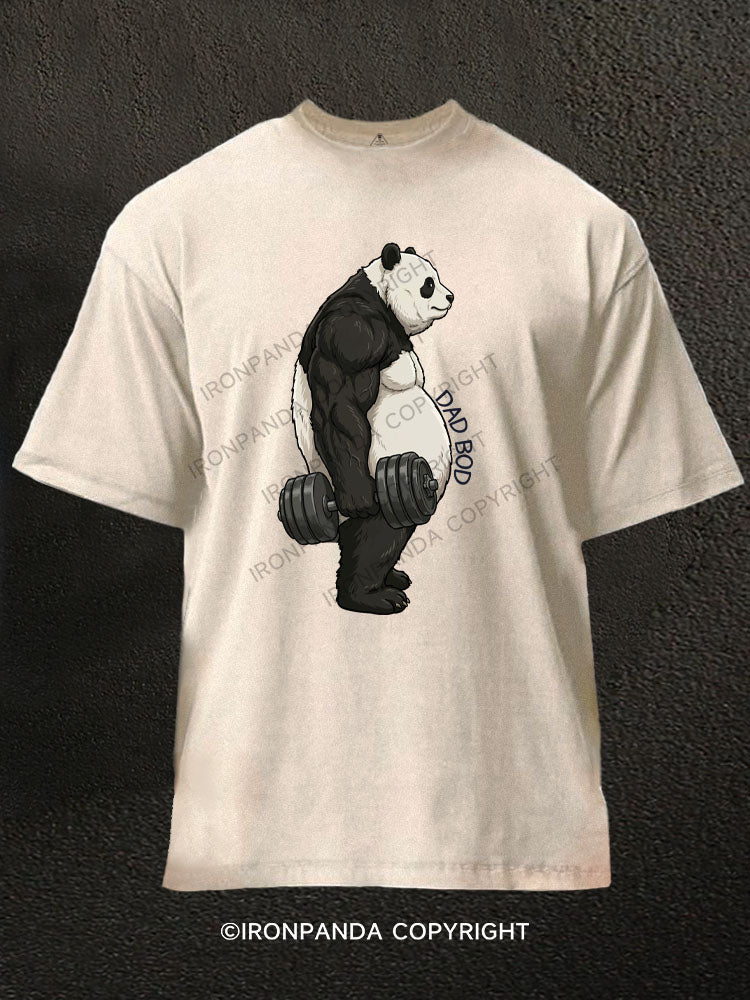Dad Bod Panda Washed Gym Shirt