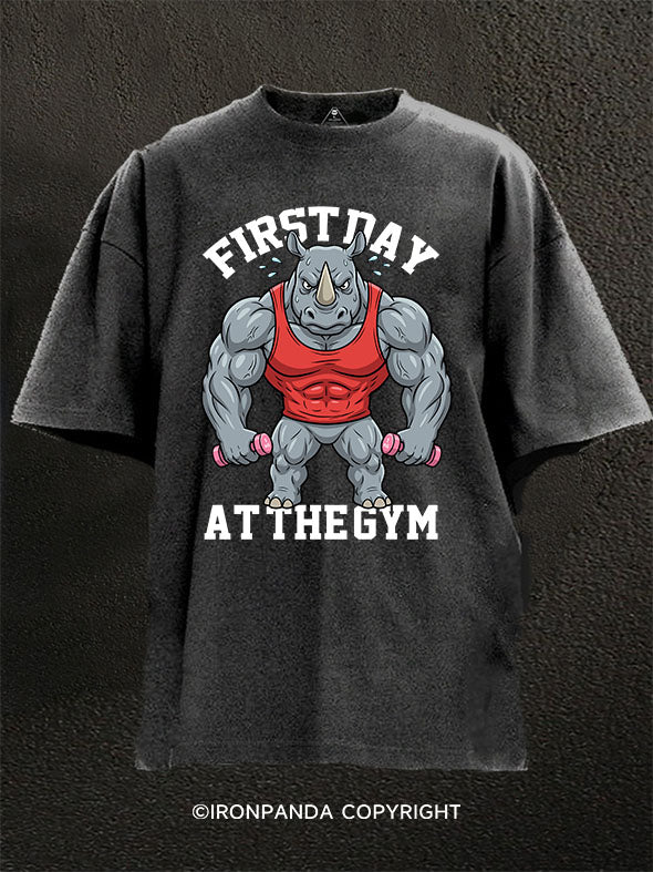 FIRST DAY AT THE GYM Washed Gym Shirt