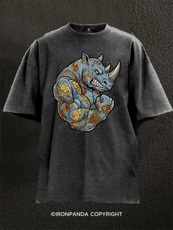 POWER RHINO Washed Gym Shirt