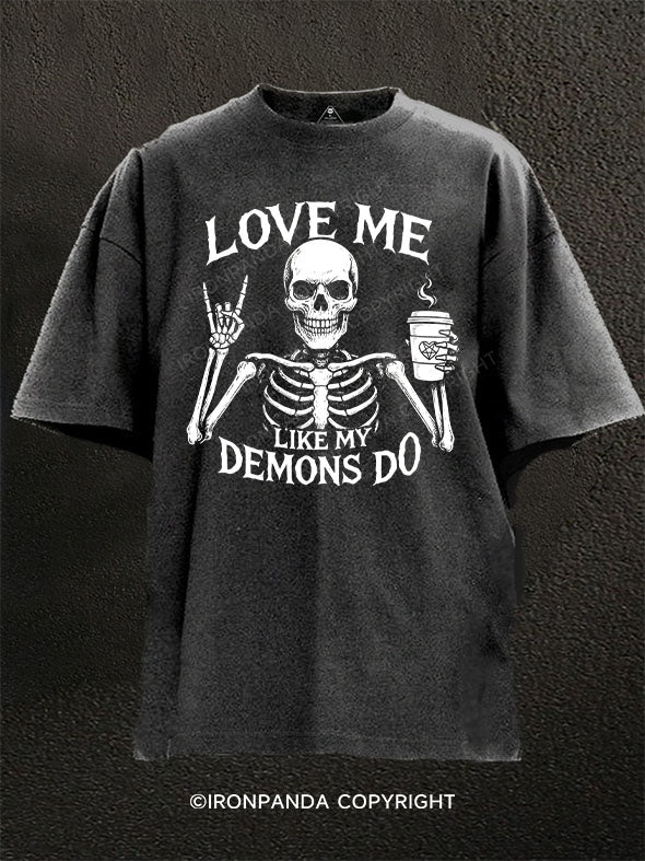 LOVE ME LIKE MY DEMONS DO Washed Gym Shirt