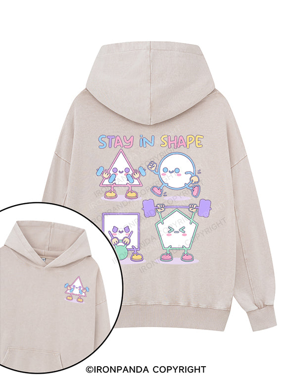STAY IN SHAPE Printed Washed Gym Hoodie