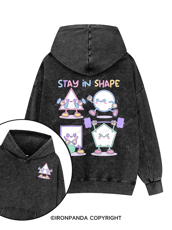 STAY IN SHAPE Printed Washed Gym Hoodie