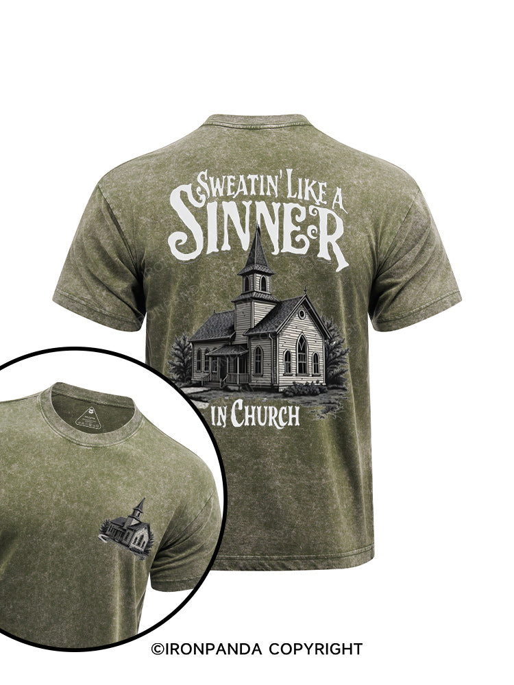 sweating like a sinner printed Washed Gym Shirt