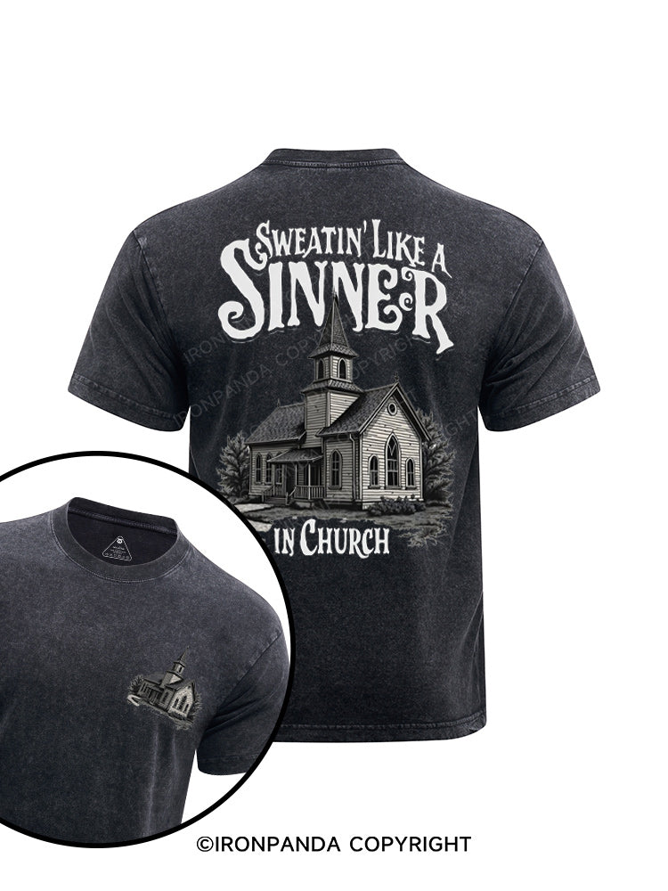 sweating like a sinner printed Washed Gym Shirt