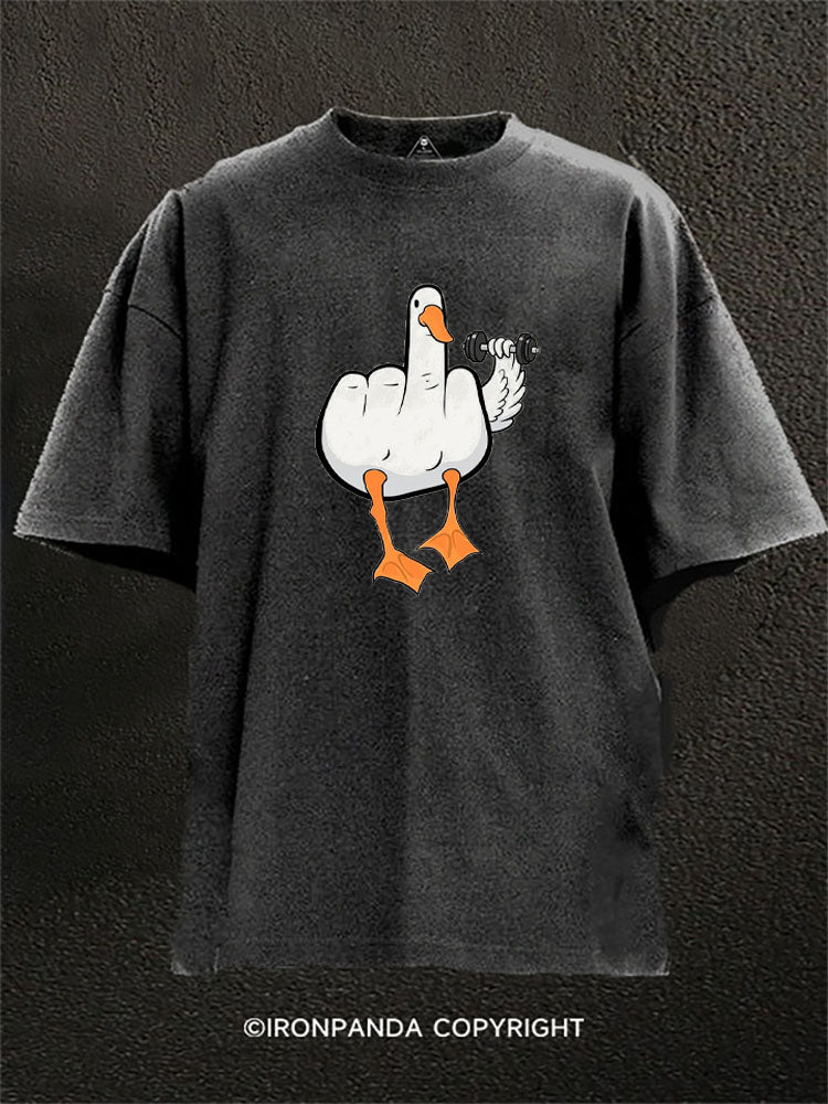 Funny Lifting Goose Washed Gym Shirt