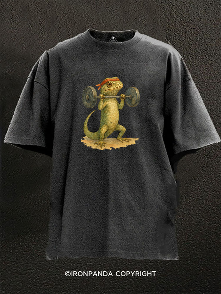 Lizard Lifting Washed Gym Shirt