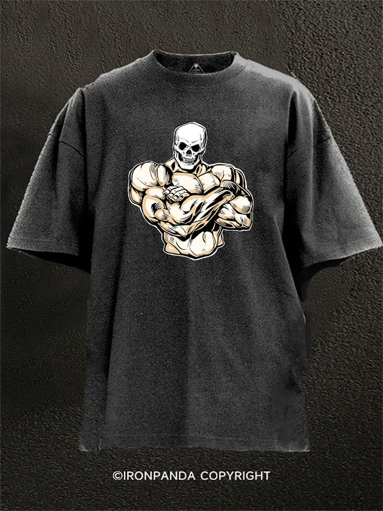 Muscular Skeleton Flex Washed Gym Shirt