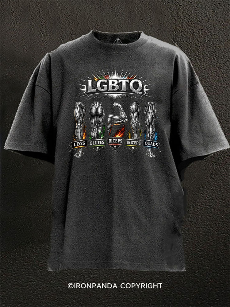 LGBTQ Legs Glutes Biceps Triceps Quads Washed Gym Shirt