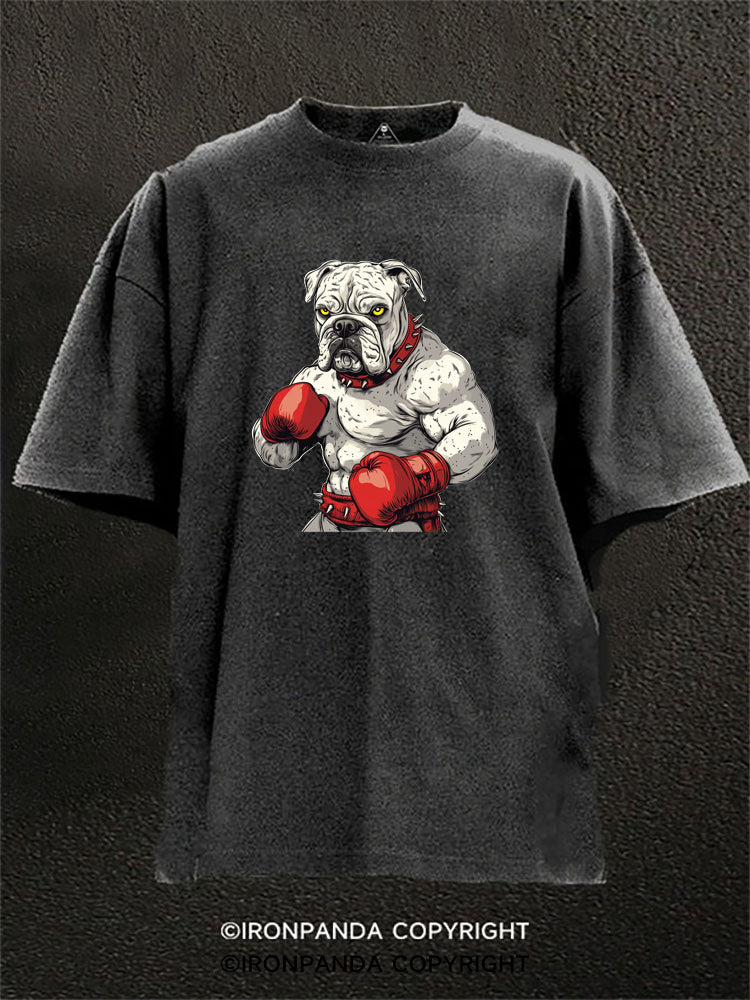 Boxing Bulldog Graphic Washed Gym Shirt