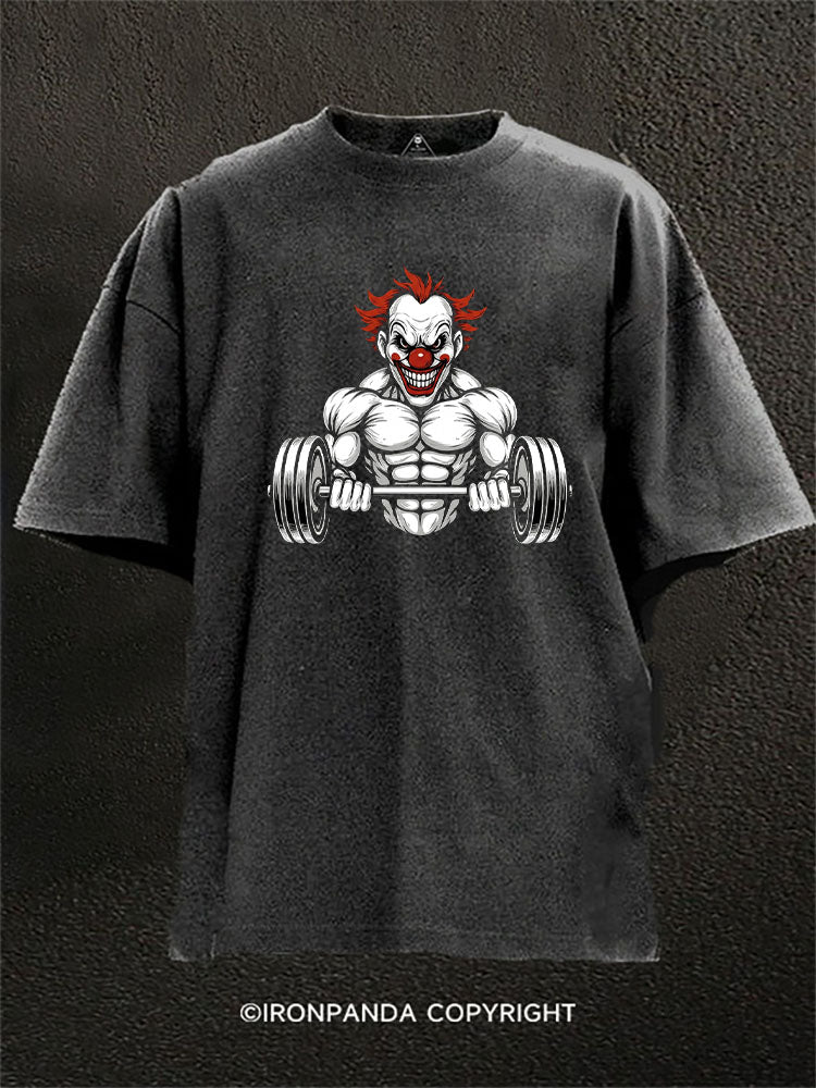 Muscular Killer Clown Lifting Washed Gym Shirt