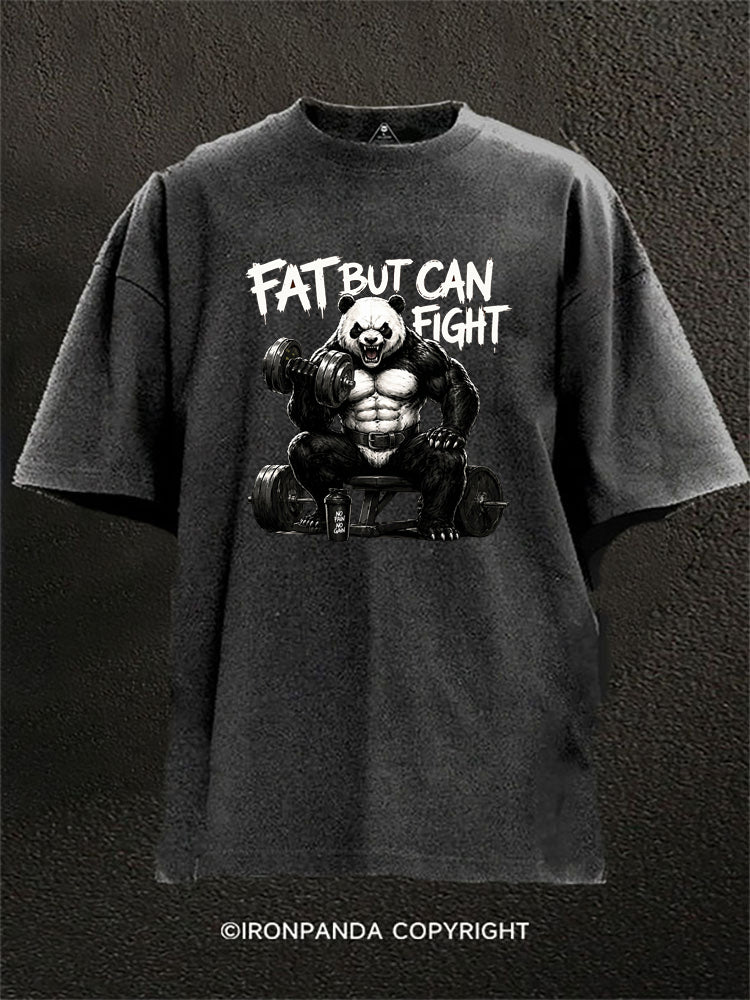 Fat But Can Fight Panda Lifting Washed Gym Shirt