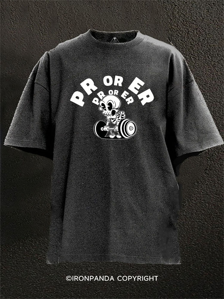 PR Or ER Skeleton Lifting Washed Gym Shirt