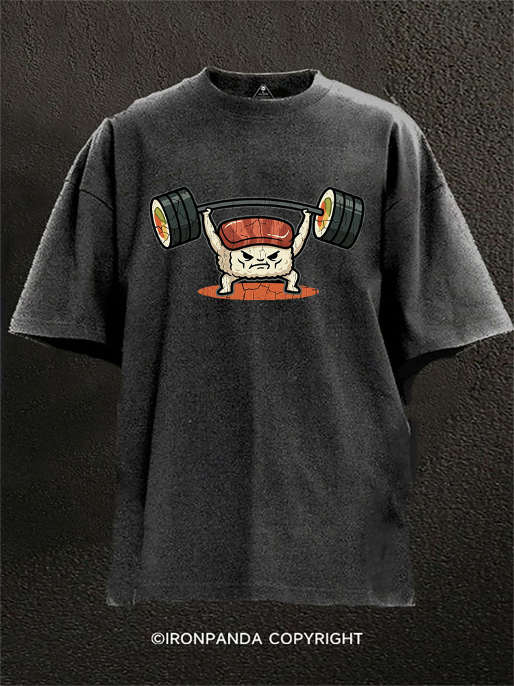 Sushi Roll Weightlifting Washed Gym Shirt