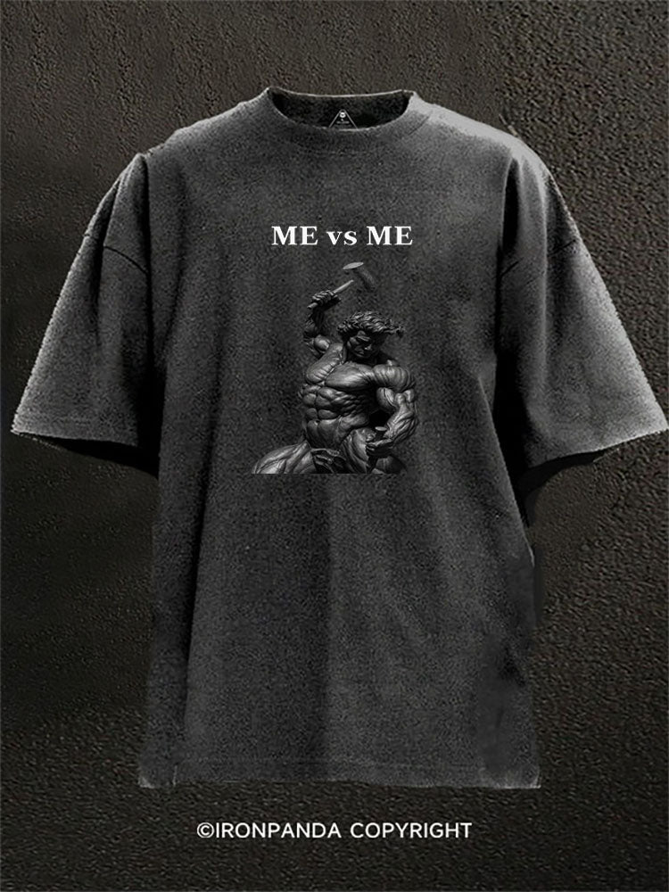 Me vs Me Fitness Motivation Greek Aesthetic Washed Gym Shirt