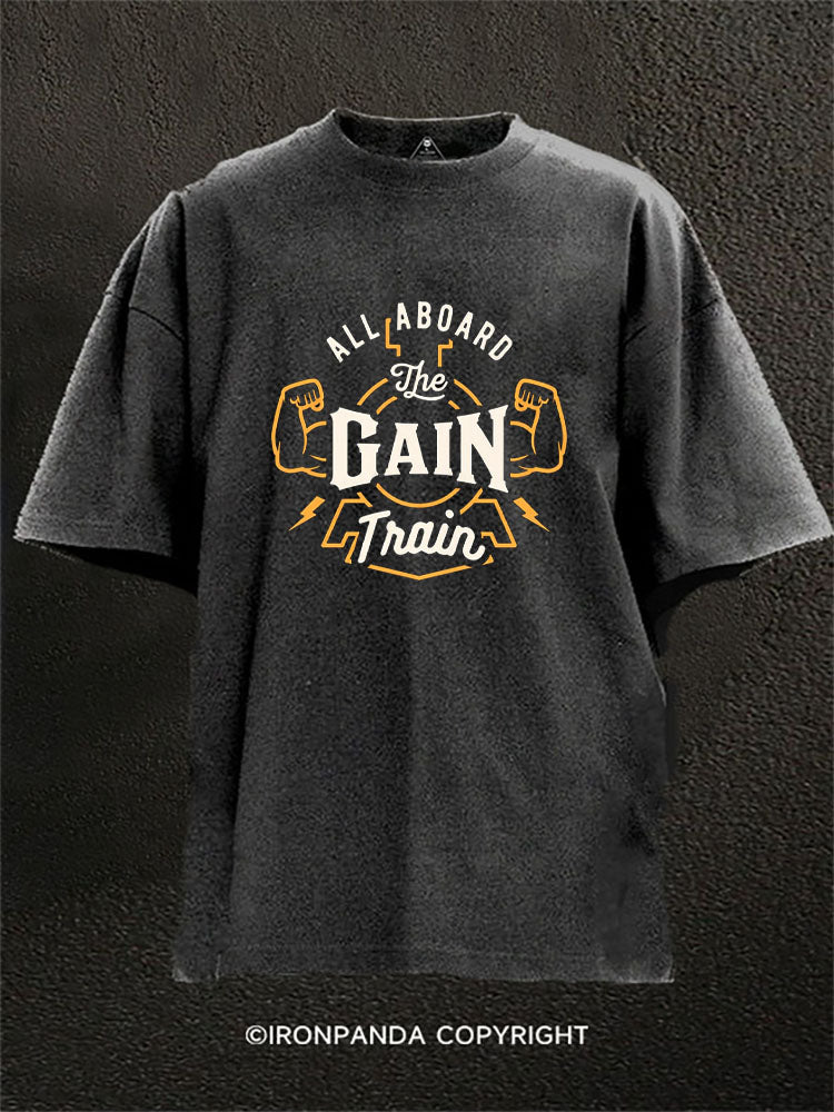 All Aboard The Gain Train Washed Gym Shirt