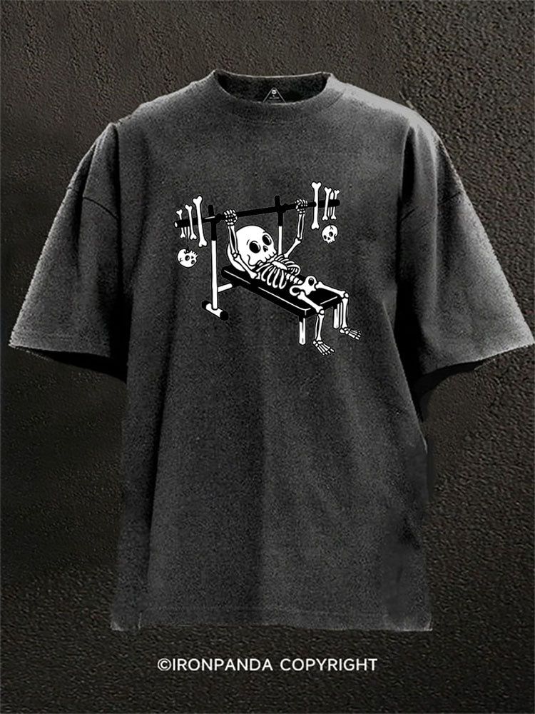Skeleton Bench Press Washed Gym Shirt