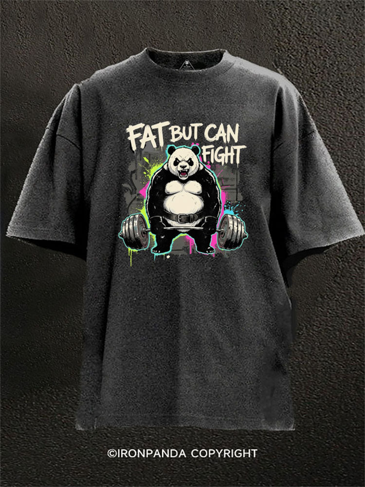 Fat But Can Fight Panda Washed Gym Shirt