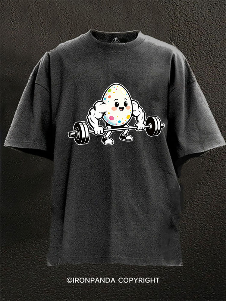 Muscular Egg Easter Washed Gym Shirt