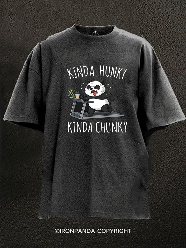 Kinda Hunky Kinda Chunky Treadmill Panda Washed Gym Shirt