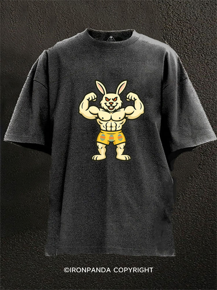 Easter Bunny Bodybuilder Washed Gym Shirt