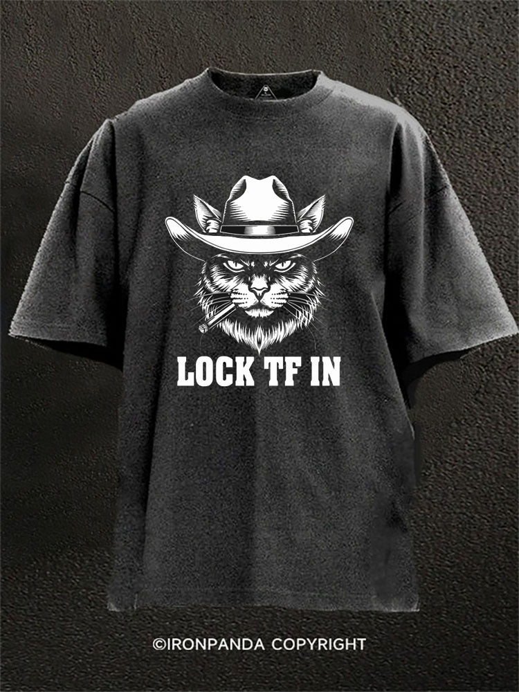 Lock TF In Cowboy Cat Washed Gym Shirt