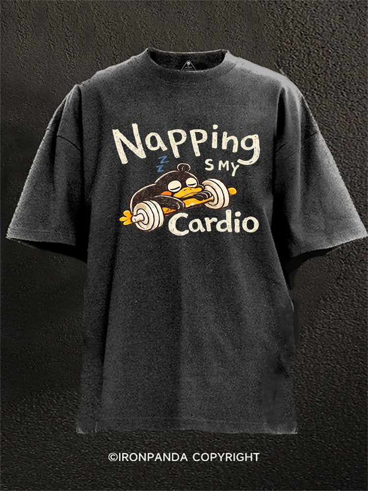 Napping Is My Cardio Penguin Washed Gym Shirt