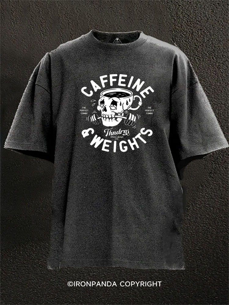 Caffeine And Weights Skull Washed Gym Shirt