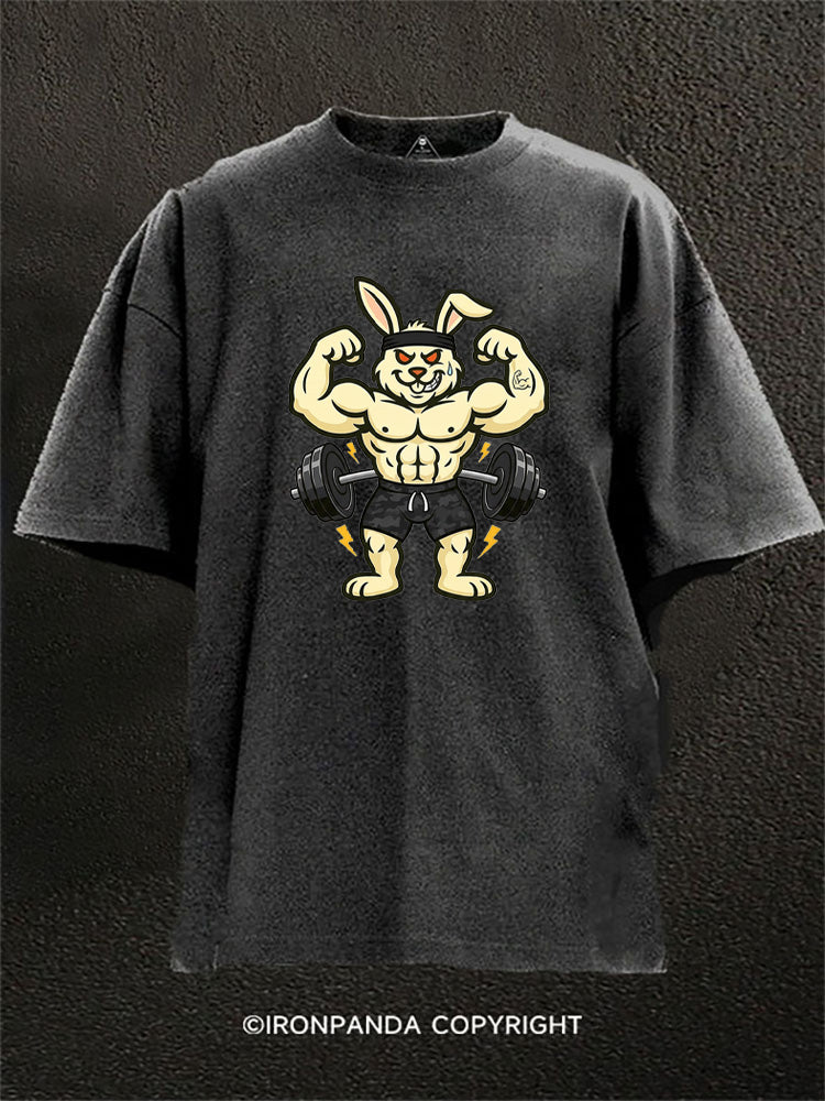 Muscle Bunny Bodybuilder Washed Gym Shirt