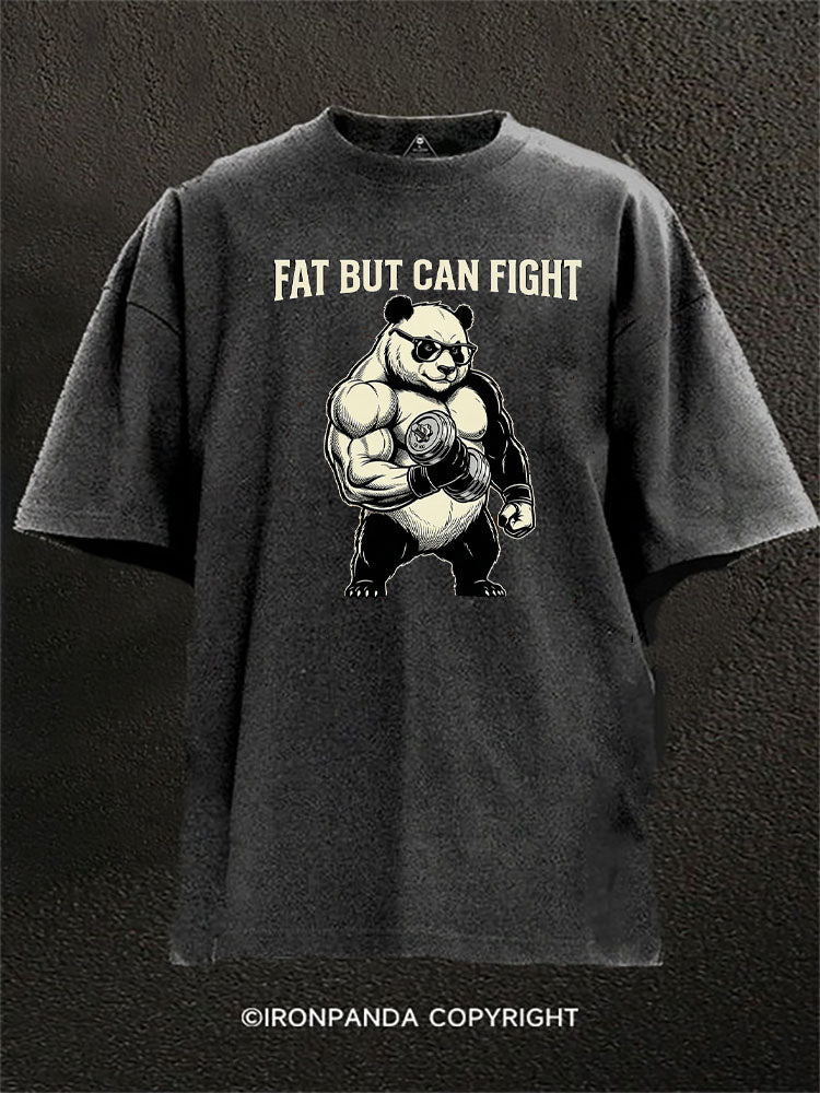 Fat But Can Fight Strong Panda Washed Gym Shirt