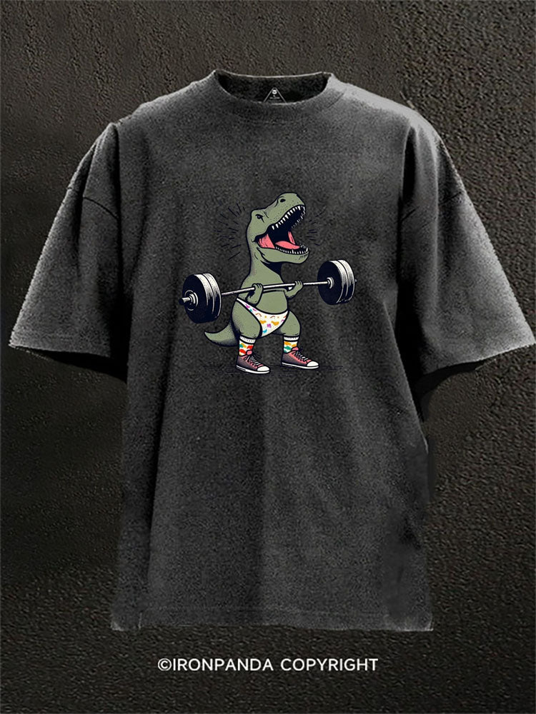 Funny T-Rex Fitness Washed Gym Shirt