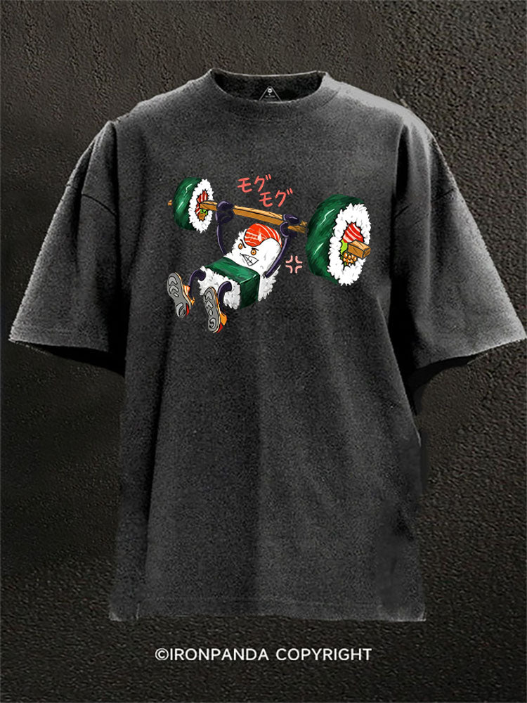 Sushi Roll Lifting Washed Gym Shirt