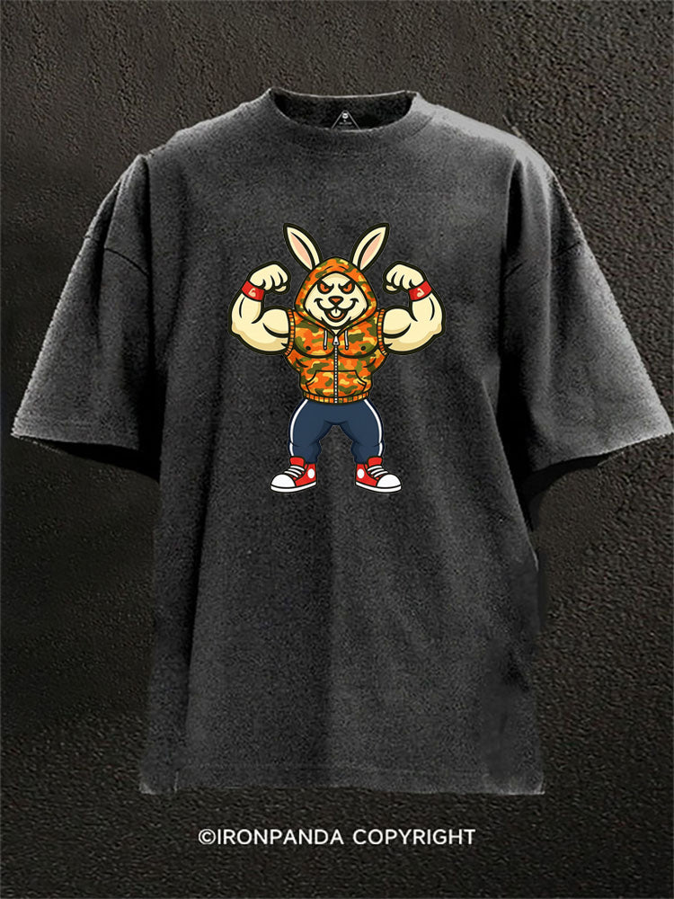 Muscle Bunny Bodybuilder Washed Gym Shirt