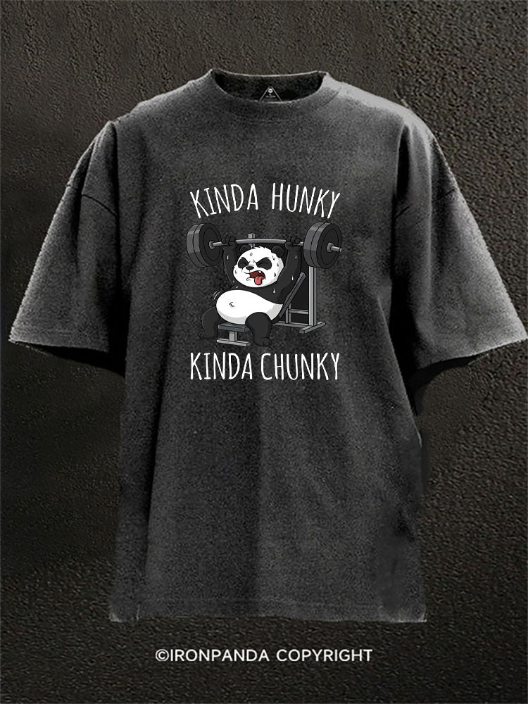 Kinda Hunky Kinda Chunky Bench Press Panda Washed Gym Shirt
