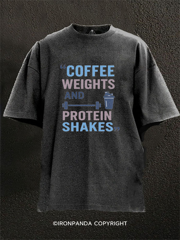 coffee weights and protein shakes Washed Gym Shirt