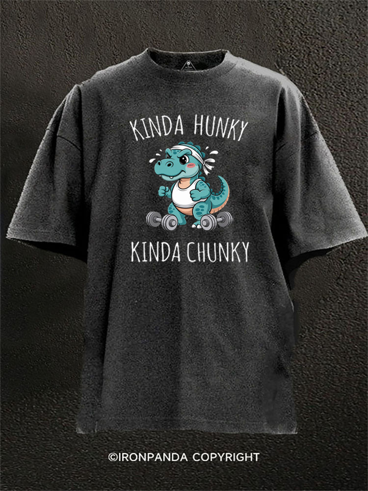 Kinda Hunky Kinda Chunky Dino Washed Gym Shirt