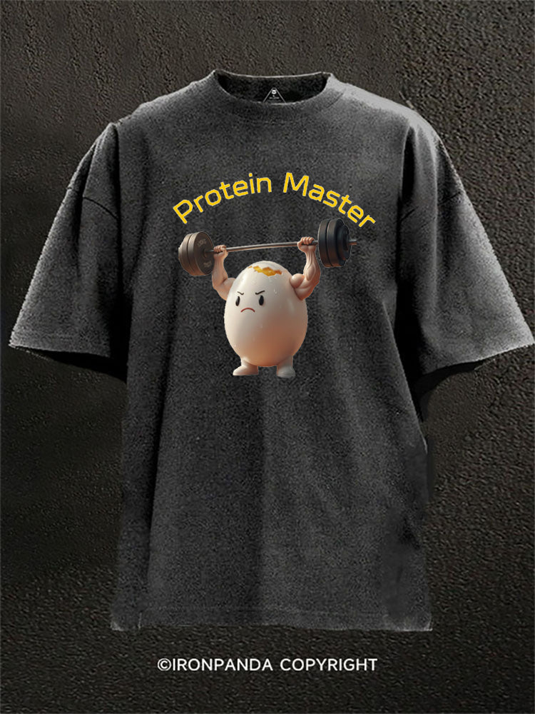 Protein Master Muscular Egg Washed Gym Shirt