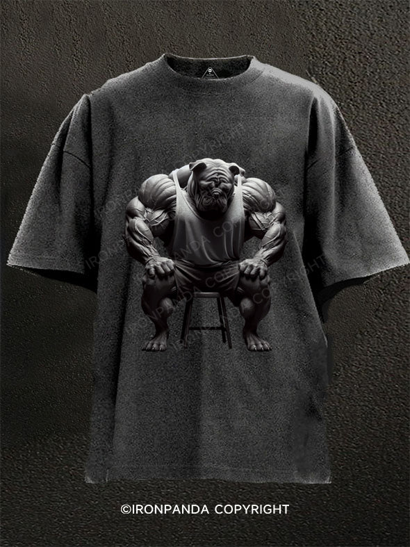 French bulldog sitting on bench Washed Gym Shirt