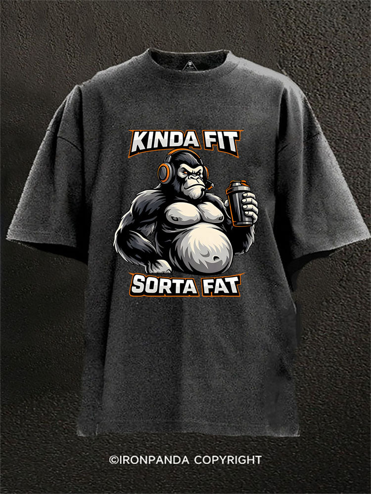 Kinda Fit Sorta Fat Chimpanzees Washed Gym Shirt
