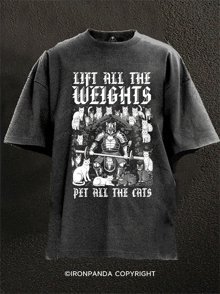 Lift Weights and Pet Cats Washed Gym Shirt
