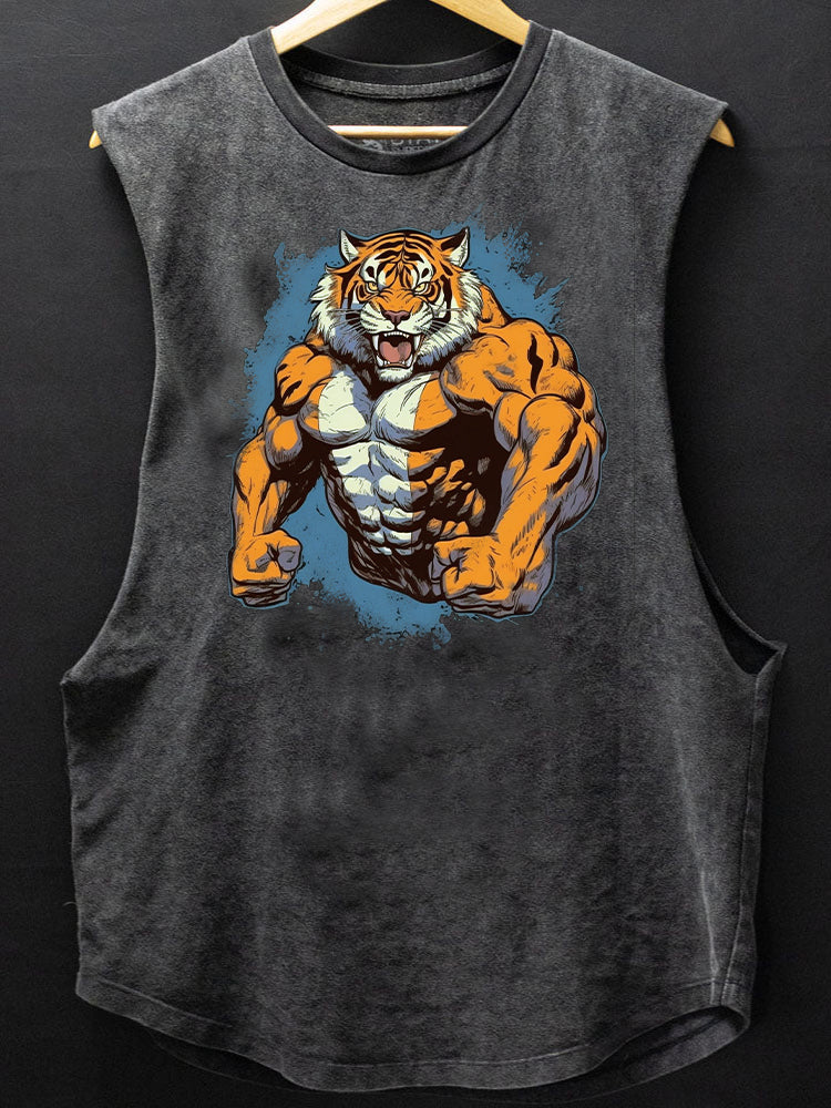 Muscular Tiger Scoop Bottom Cotton Tank