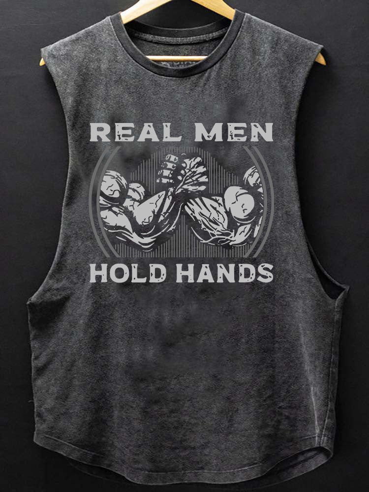 real man hold hands SCOOP BOTTOM COTTON TANK