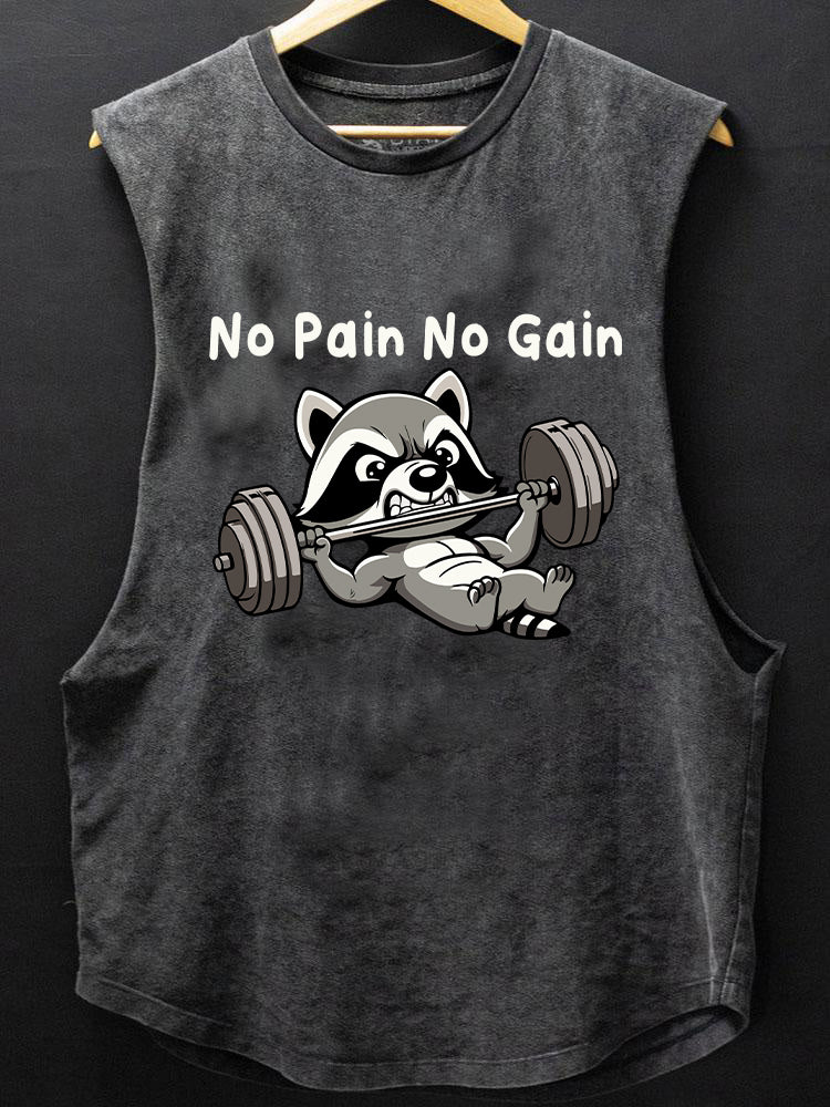 no pain no gain raccoon BOTTOM COTTON TANK