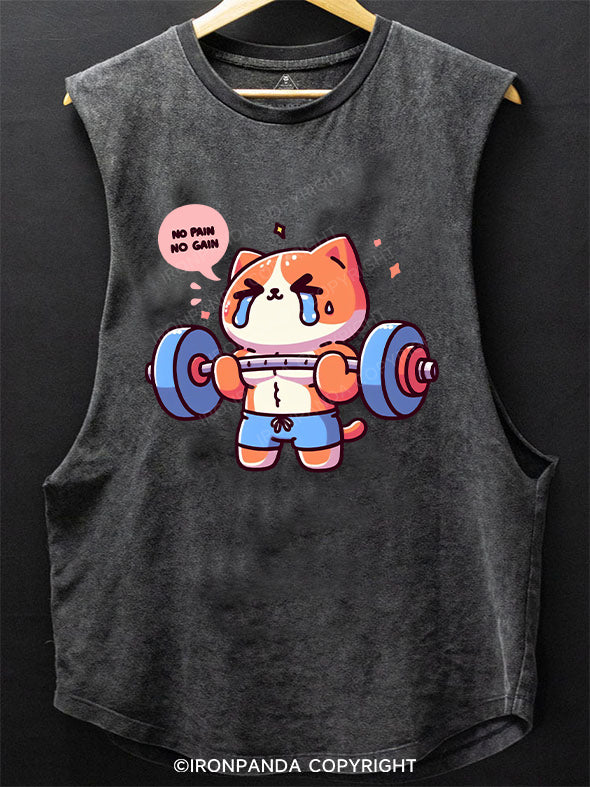 No Pain No Gain：Muscle Cat SCOOP BOTTOM COTTON TANK
