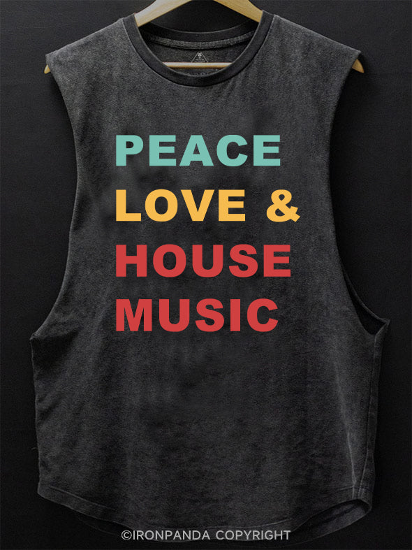 Peace Love & House Music Scoop Bottom Cotton Tank
