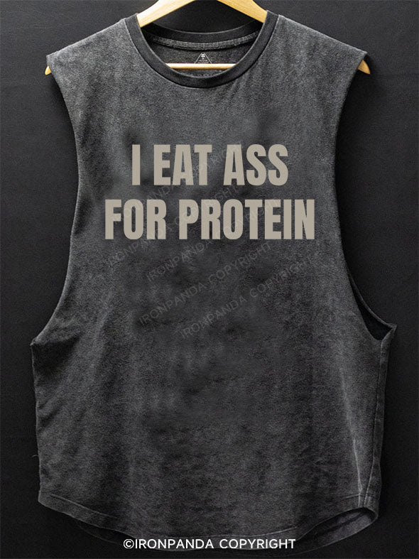 I EAT ASS FOR PROTEIN Scoop Bottom Cotton Tank