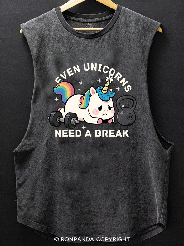 Even Unicorns Need a Break Scoop Bottom Cotton Tank