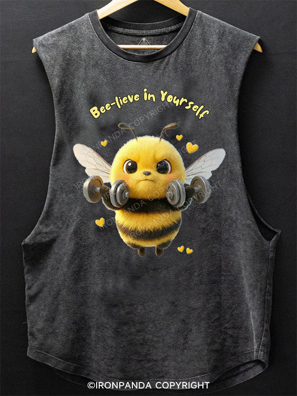 BEE-LIEVE IN YOURSELF SCOOP BOTTOM COTTON TANK